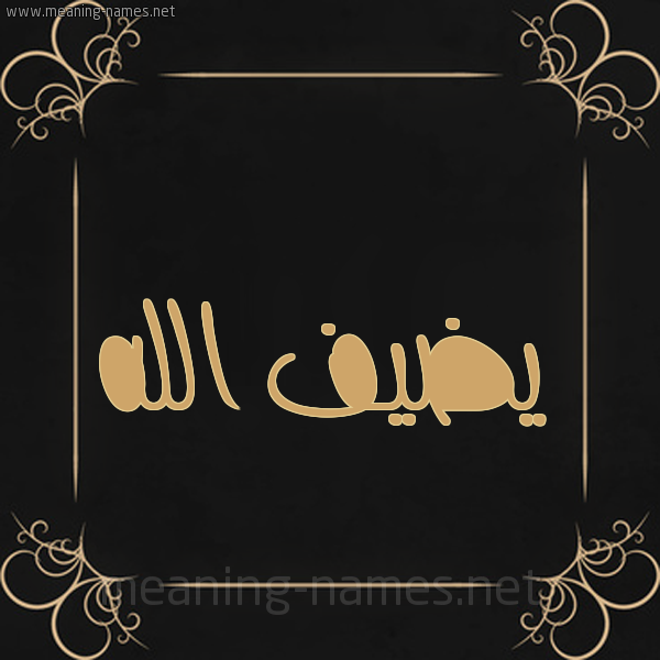 شكل 14 الإسم على خلفية سوداء واطار برواز ذهبي  صورة اسم يضيف الله Daif
